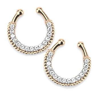 Септум обманка №8 серьга для пирсинга 15 страз 17х17 мм Ø 11 мм 1 шт. Золото