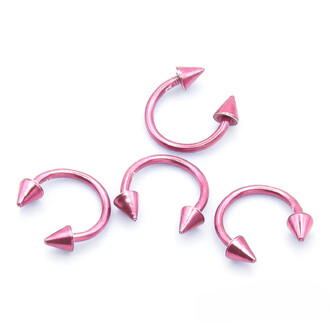 Серьга для пирсинга Циркуляр шип, размер 8х3мм, цвет Розовый, 1 шт.