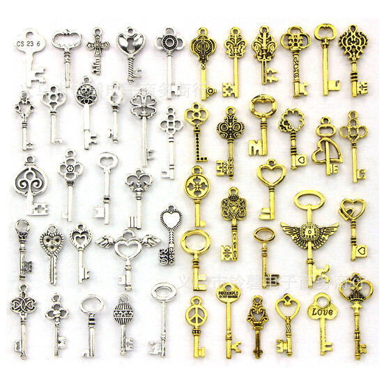 Набір підвісок Keys 20-40 мм 50 шт. Золото/Срібло