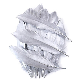 Перо гусиное крашеное 15-20 см 1 шт. Серебристый