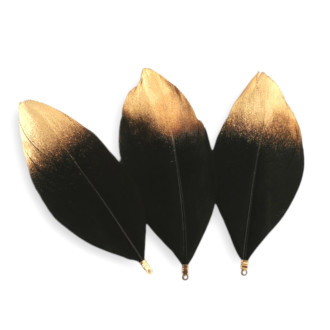 Перо гусиное крашеное с каллотом 8-11 см 1 шт. Черный с золотистым