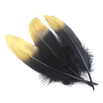 Перо гусиное крашеное 15-20 см 1 шт. Черный с золотистым
