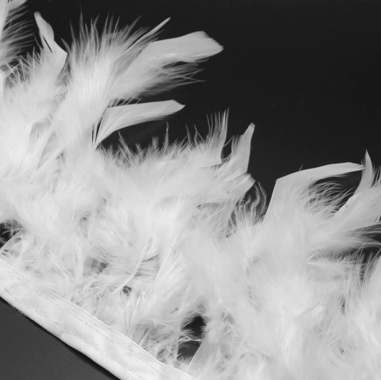 Перьевая лента из индюшиных перьев боа 1 м перо 7-15 см лента 15 мм Белый