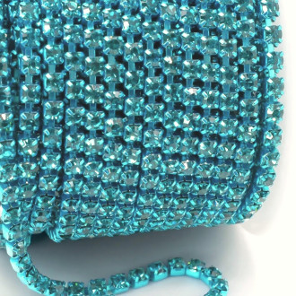 Стразовая цепь ss10 (2,8 мм) 1 м Aquamarine blue