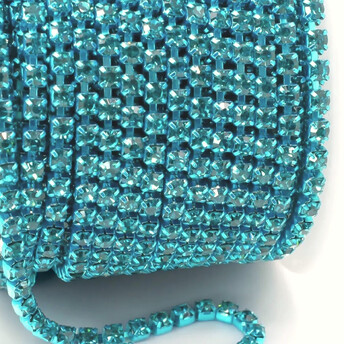 Стразовая цепь ss10 (2,8 мм) 1 м Aquamarine blue