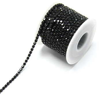 Стразовая цепь ss6 (2 мм) 1 м Jet black