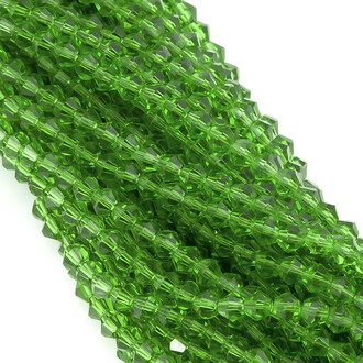 Бусины хрустальные Биконус 4х4,2 мм Ø 1 мм (+-95 шт.) Зеленый