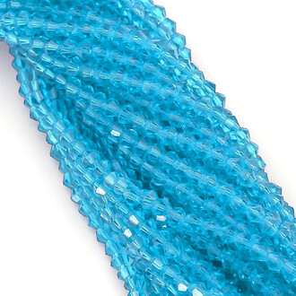 Бусины хрустальные Биконус 3,5х3 мм Ø 0,8 мм (+-115 шт.) Голубой светлый прозрачный