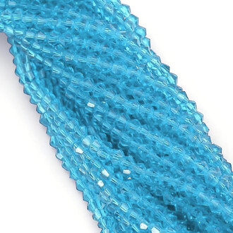Бусины хрустальные Биконус 8х7,4 мм Ø 1 мм ±28 см (±39 шт.) Голубой светлый прозрачный