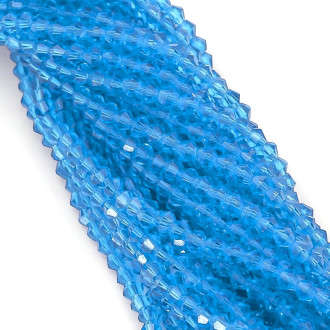 Бусины хрустальные Биконус 5,3х5 мм Ø 1 мм (+-53 шт.) Голубой прозрачный