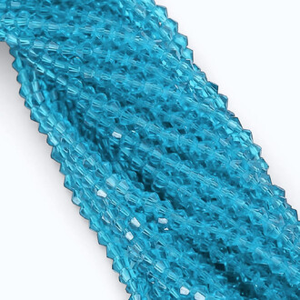 Бусины хрустальные Биконус 4,2х3,8 мм Ø 0,8 мм (+-83 шт.) Море прозрачный