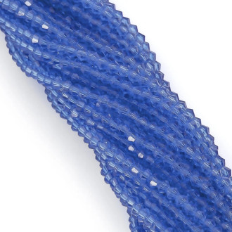 Намистини кришталеві Біконус 3,5х3 мм Ø 0,8 мм (+-115 шт.) Синій світлий
