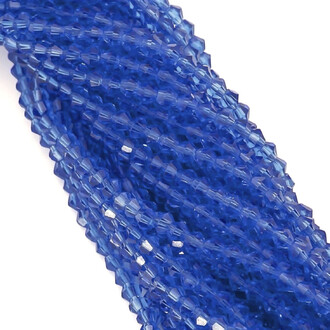 Бусины хрустальные Биконус 5,3х5 мм Ø 1 мм (+-53 шт.) Синий светлый
