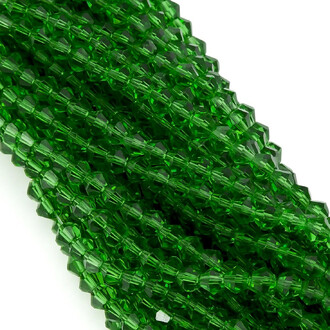 Бусины хрустальные Биконус 6х5,8 мм Ø 1 мм (+-46 шт.) Изумрудный прозрачный