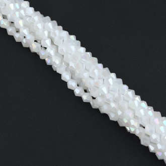 Бусины хрустальные Биконус 4,2х3,8 мм Ø 0,8 мм (+-83 шт.) Молочный АВ