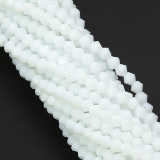 Бусины хрустальные Биконус 3,5х3 мм Ø 0,8 мм (+-115 шт.) Белый непрозрачный