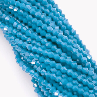 Намистини кришталеві Біконус 6х5,8 мм Ø 1 мм (+-46 шт.) Блакитний АВ