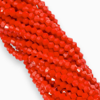 Бусины хрустальные Биконус 4,2х3,8 мм Ø 0,8 мм (+-83 шт.) Оранжевый непрозрачный