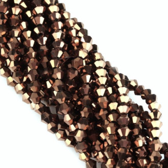 Бусины хрустальные Биконус 4,2х3,8 мм Ø 0,8 мм (+-83 шт.) Коричневый металлик