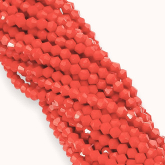 Бусины хрустальные Биконус 4,2х3,8 мм Ø 0,8 мм (+-83 шт.) Коралловый непрозрачный
