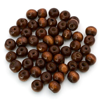 Деревянные бусины 10х9 мм Ø 3 мм 50 г (+-150 шт.) Коричневый темный
