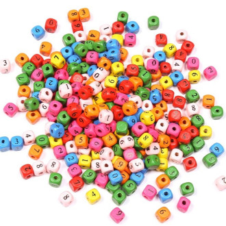 Деревянные бусины Цифры 10х10 мм Ø 3 мм 25 г (+-50 шт.) Разные цвета