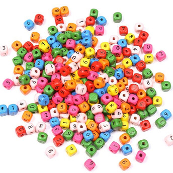 Деревянные бусины Цифры 10х10 мм Ø 3 мм 25 г (+-50 шт.) Разные цвета