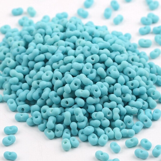 Бисер стеклянный в форме арахиса FARFALLE 6х4х3,2 мм 10 г Бирюзовый матовый