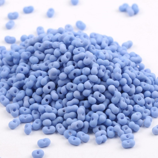 Бисер стеклянный в форме арахиса FARFALLE 6х4х3,2 мм 10 г Синий матовый