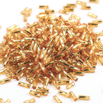 Бисер стеклярус винтовой блестящий 3,7х9 мм 25 г Золотистый