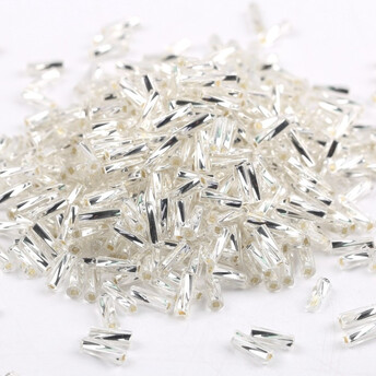 Бисер стеклярус винтовой блестящий 3,7х9 мм 25 г Серебристый