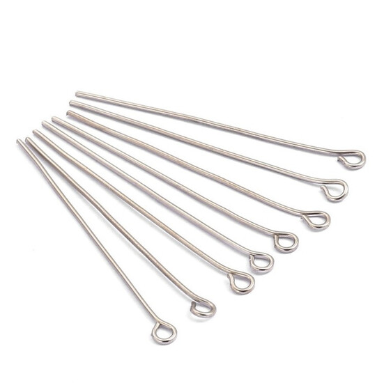 Булавки Пины с петелькой 50х0,7 мм Платиновый +-100 шт.