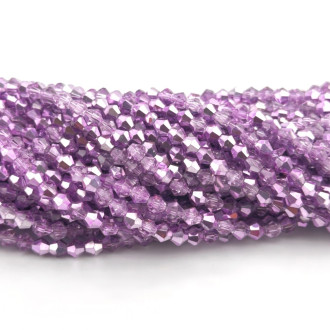 Намистини кришталеві Біконус 6х5,8 мм Ø 1 мм (+-46 шт.) Фуксія металік