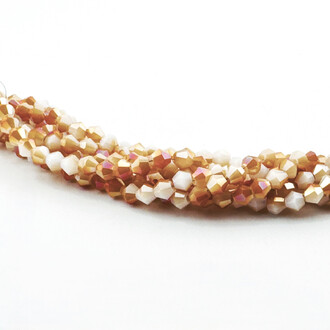 Бусины хрустальные Биконус 3,5х3 мм Ø 0,8 мм (+-115 шт.) Белый с коричневым АВ