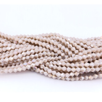 Бусины хрустальные Биконус 6х5,5 мм Ø 1 мм (+-46 шт.) Бежевый АВ непрозрачный