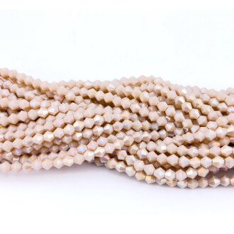 Намистини кришталеві Біконус 3,5х3 мм Ø 0,8 мм (+-115 шт.) Пудровий АВ непрозорий