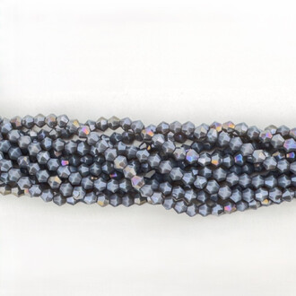 Бусины хрустальные Биконус 4,2х3,8 мм Ø 0,8 мм (+-83 шт.) Серый АВ непрозрачный