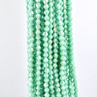 Бусины хрустальные Биконус 6х5,8 мм Ø 1 мм (+-46 шт.) Тиффани АВ непрозрачный