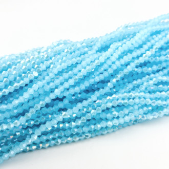 Бусины хрустальные Биконус 4,2х3,8 мм Ø 0,8 мм (+-83 шт.) Небесный светлый АВ