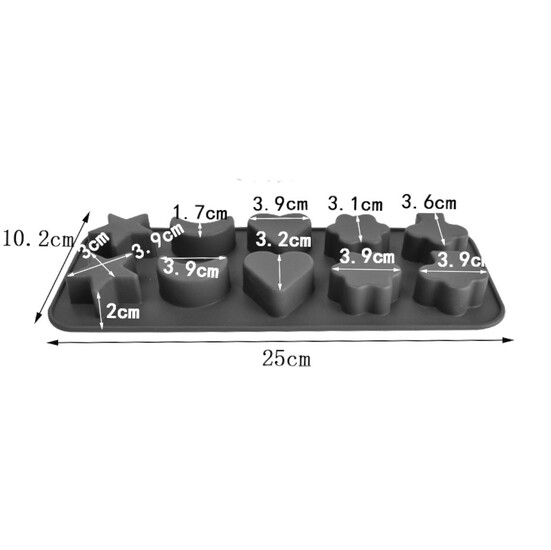 Форма силиконовая Фигуры 10 яч. Bakery 25х10, 2х2 см 1 шт. Серый