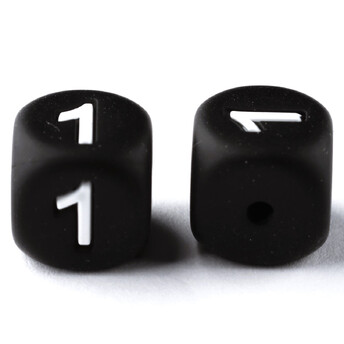 Бусина цифра 1 силиконовая для грызунков 12х12 мм Ø 2 мм 1 шт. Черный с белым