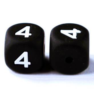Бусина цифра 4 силиконовая для грызунков 12х12 мм Ø 2 мм 1 шт. Черный с белым