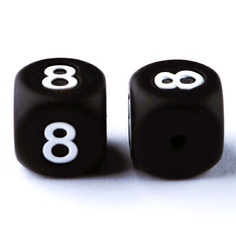 Бусина цифра 8 силиконовая для грызунков 12х12 мм Ø 2 мм 1 шт. Черный с белым