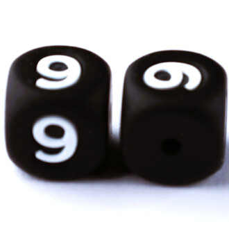 Бусина цифра 9 силиконовая для грызунков 12х12 мм Ø 2 мм 1 шт. Черный с белым