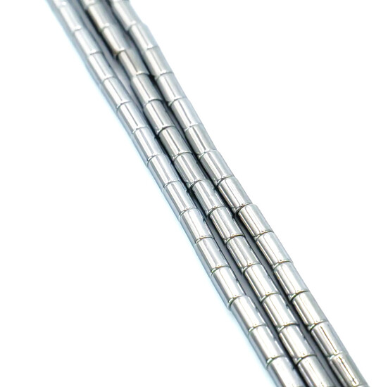 Бусины Боченок Гематит 3х5 мм Серебристый 40 см +-80 шт.