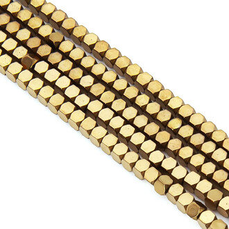 Бусины Многоугольник Гематит 4х4 мм Золотистый 40 см +-100 шт.