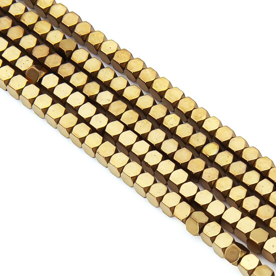 Бусины Многоугольник Гематит 4х4 мм Золотистый 40 см +-100 шт.