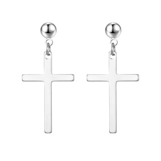 Серьги Cross нерж.сталь 34х16 мм шарик 5 мм 1 пара Платиновый