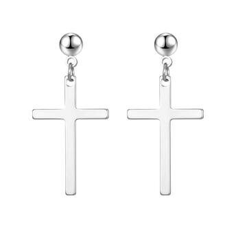 Серьги Cross нерж.сталь 34х16 мм шарик 5 мм 1 пара Платиновый