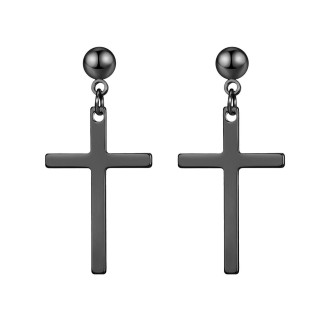 Серьги Cross нерж.сталь 34х16 мм шарик 5 мм 1 пара Черный